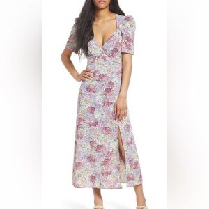 Floret Studios floral empire waist sweetheart neckline dress